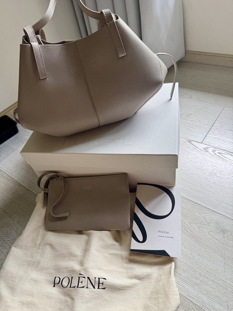 Polene Cyme Mini Textured Taupe (Category: Shoulder Bags) located in Manila. Submitted by atbp_seller (Listing ID 1456801169, Image 3). Description: Polene Cyme Mini Textured Tote •Color: Taupe •Complete with dustbag, box and small wallet •Small wallet never used •Minor defect: leather of magnet detached but 100% functioning • personally used by me PHP 22,500 🤩 Shipping c/o buyer.