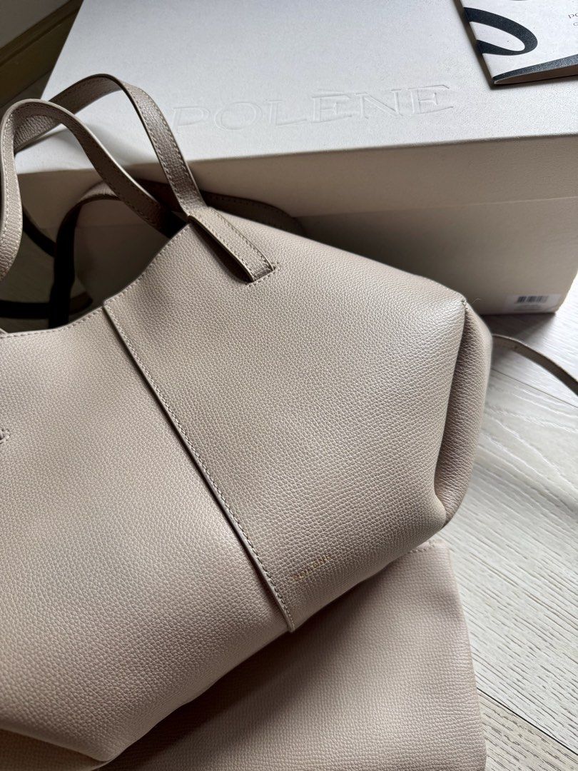 Polene Cyme Mini Textured Taupe (Category: Shoulder Bags) located in Manila. Submitted by atbp_seller (Listing ID 1456801169, Image 2). Description: Polene Cyme Mini Textured Tote •Color: Taupe •Complete with dustbag, box and small wallet •Small wallet never used •Minor defect: leather of magnet detached but 100% functioning • personally used by me PHP 22,500 🤩 Shipping c/o buyer.