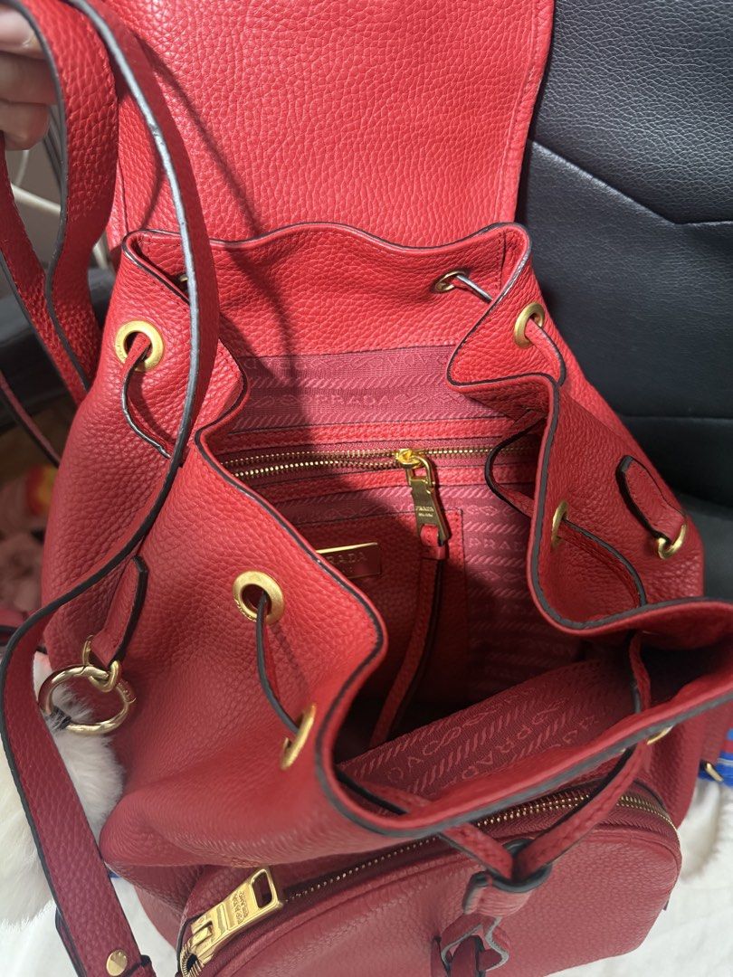 Prada Backpack (Category: Luxury Bags & Wallets) located in Antipolo. Submitted by declutteringirlie0317 (Listing ID 1456934298, Image 2). Description: -good as new -can be backpack or sling -with extra slings -gold hardware -lightweight/easy to carry.