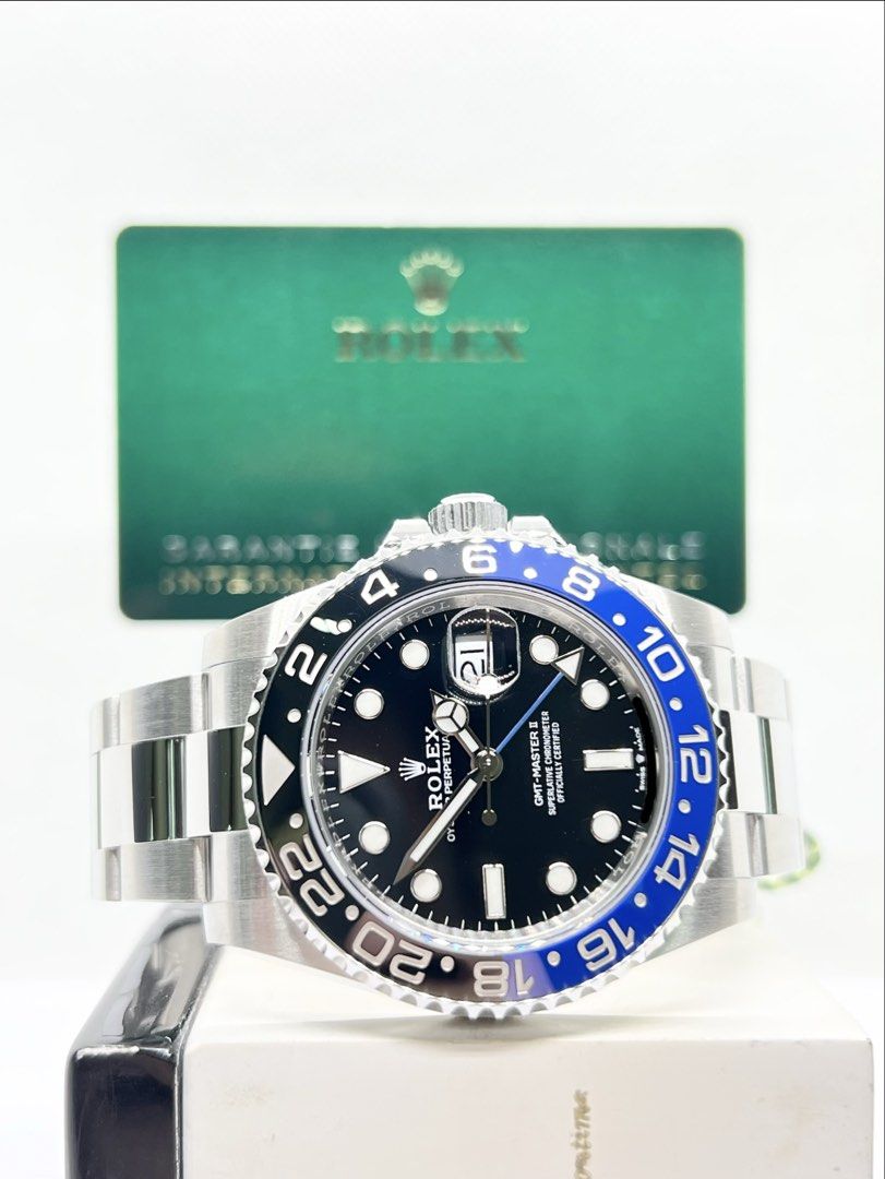 Pre Owned Rolex Oyster Gmt Master II 126710BLNR “Batman” Black Dial Automatic Steel Casing Bracelet ( May 22 ) (Category: Watches) located in Singapore. Submitted by brightime (Listing ID 1456883809, Image 1). Description: Pre Owned Rolex Oyster Gmt Master II 126710BLNR “Batman” Black Dial Automatic Steel Casing Bracelet ( May 22 ) ** Pre-Owned ** ** Unpolished Set, Mint Condition ** Model : 126710BLNR Also known as : Oyster Gmt Master II “Batman