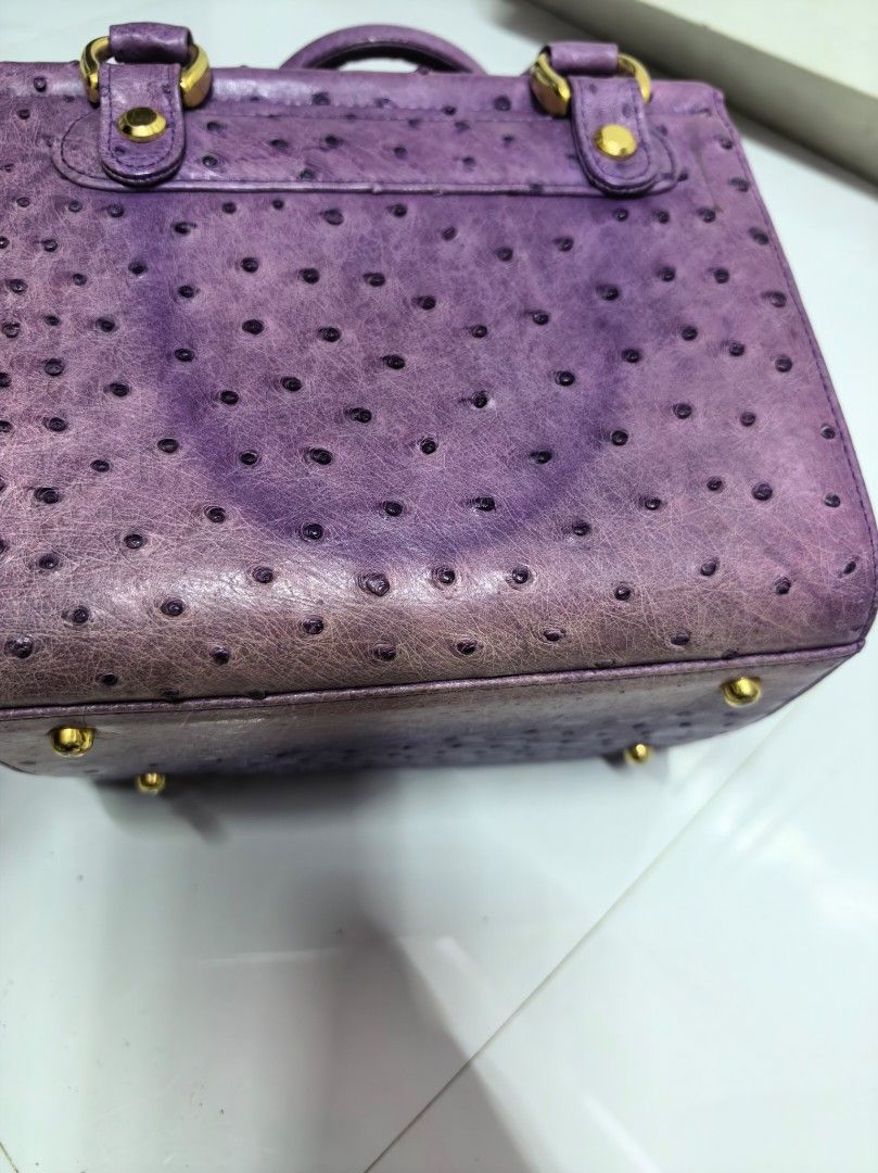 Purple Ostrich Leather Handbag (Category: Luxury Bags & Wallets) located in Tuguegarao City. Submitted by zenphoenix-7ad615 (Listing ID 1435792959, Image 2). Description: - Purple ostrich leather handbag - Structured design - Top handle - Gold-toned hardware - Clasp closure - Compact size.