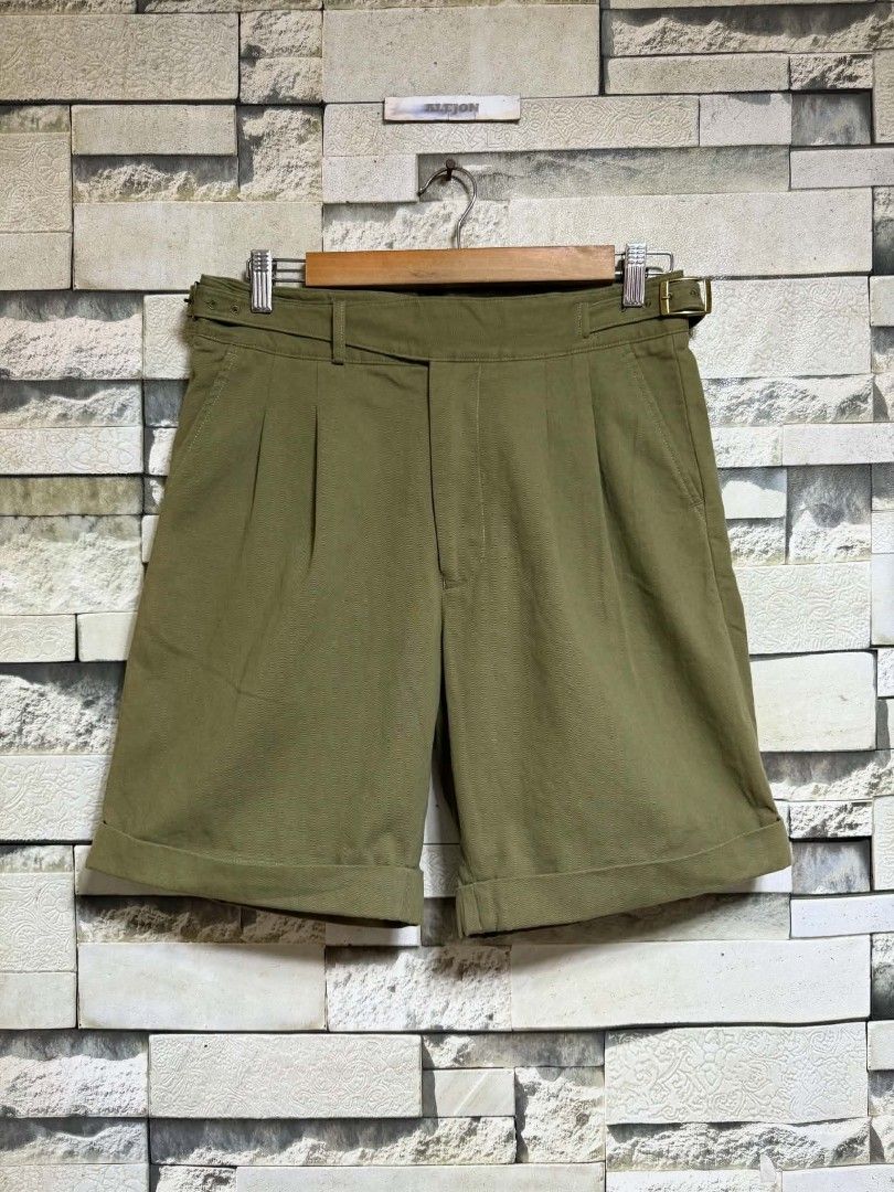 RANDOM GURKHA PLEATED SHORTS OLIVE GREEN (Category: Shorts) located in Santa Rosa. Submitted by alejon007 (Listing ID 1456886725, Image 2). Description: RANDOM GURKHA PLEATED SHORTS OLIVE GREEN 100% Legit Excellent condition No issues Size fit 30 base on actual waist measure x 19 length PRIC 9⃣8⃣0⃣ PM.