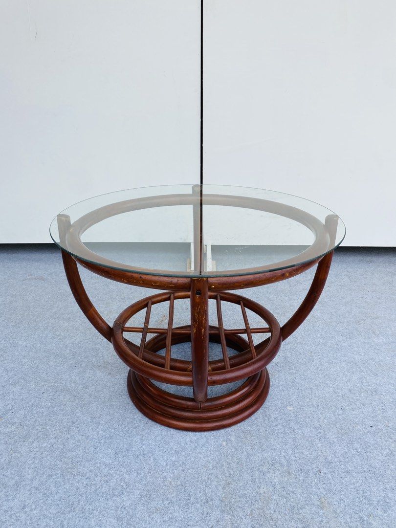 Rattan Round Coffee Table (Category: Tables & Sets) located in Manila. Submitted by elliefurnies31 (Listing ID 1456927187, Image 2). Description: "JAPAN SURPLUS" ROUND RATTAN COFFEE TABLE SIZE: 26D" x 19H" inches (AS-IS ITEM) IN GOOD CONDITION.