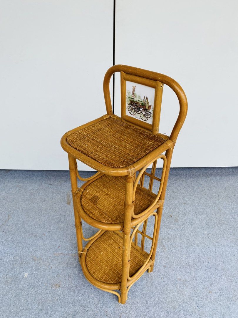 Rattan Side Table / Telephone Rack (Category: Tables & Sets) located in Manila. Submitted by elliefurnies31 (Listing ID 1456919867, Image 3). Description: "JAPAN SURPLUS" RATTAN SIDE TABLE / TELEPHONE STAND SIZE: 13L" x 11W" x 31-39H" inches (AS-IS ITEM) IN GOOD CONDITION.