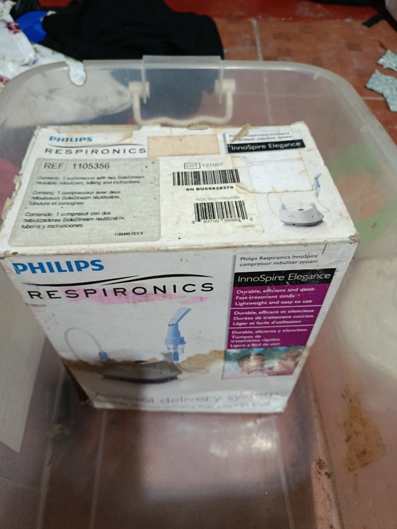 Respironics InnoSpire Elegance Air Compressor (Category: Construction Tools & Equipment) located in Manila. Submitted by empyuyubaron (Listing ID 1456883844, Image 3). Description: - Respironics InnoSpire Elegance air compressor - Model: REF 1095059 - Power: 120V~60Hz, 1.7A - Serial Number: BUS0828379 - Lot Number: 131007 - Manufactured by Respironics New Jersey, Inc. in China.