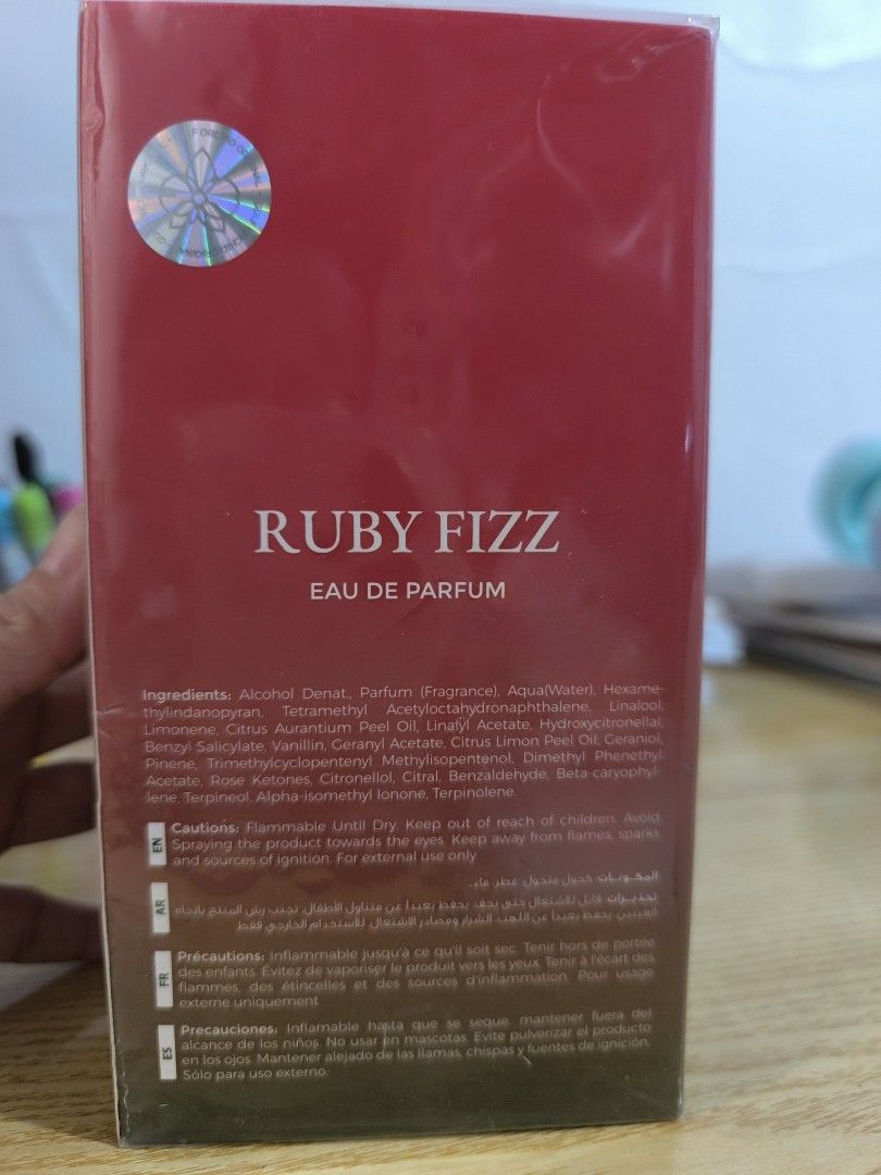 Ruby Fizz Eau de Parfum by Gulf Orchid 100ml (Category: Fragrance & Deodorants) located in Cavite. Submitted by iammrsdr (Listing ID 1456892502, Image 3). Description: - Ruby Fizz Eau de Parfum by Gulf Orchid - Size: 100ml Spray, sealed - Top Notes: Apple, Strawberry, Lychee - Heart Notes: Red Fruits, White Flower, Ambery - Base Notes: Musk, Rose, Caramel - Perfect for everyday wear.
