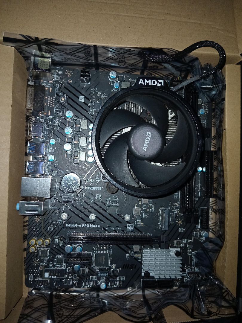 Ryzen 2200g+MSI B450 PRO MAX II (Category: Computer Parts) located in Las Pinas. Submitted by dhon162x02905 (Listing ID 1456885274, Image 1). Description: Motherboard CPU bundle for sale 4750p working brand new with warranty 1 year from PC express. Only the Board is Brand NEW with Warranty from the Store.