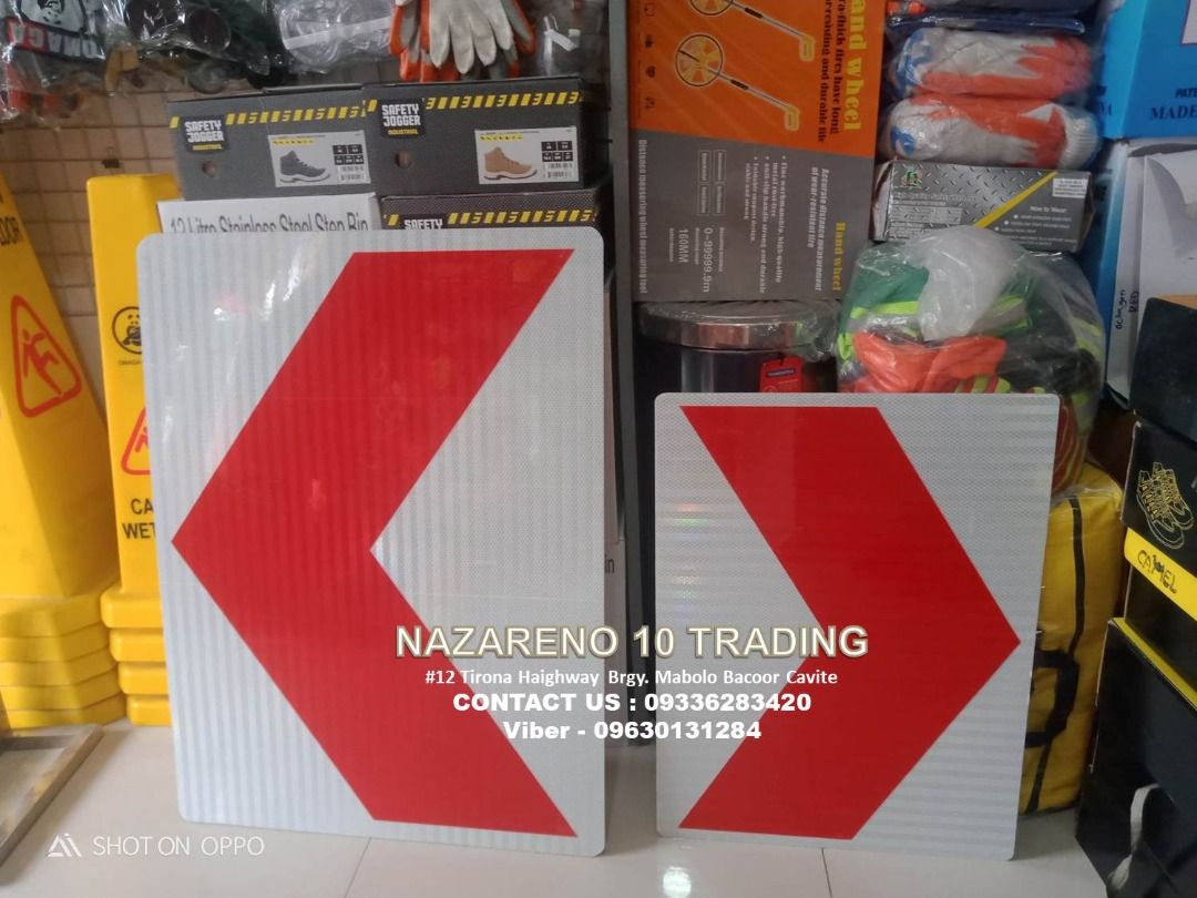 SAFETY ROAD SIGN CHEVRON (Category: Looking For) located in Bacoor. Submitted by kajezame.2021 (Listing ID 1456852847, Image 1). Description: SAFETY ROAD SIGN CHEVRON For More Details and Discount Contact Ms. Karen NAZARENO 10 TRADING 0963 0131 284 0933 6283 420 0956 7028 557 0933 8559 510 Landline: Look for Ms. Karen (046 ) 416 3920 Also available: • Traffic cone • Parking Block stopper • Hooded trash bin • Road Plastic Barrier • Spill boom • Fi