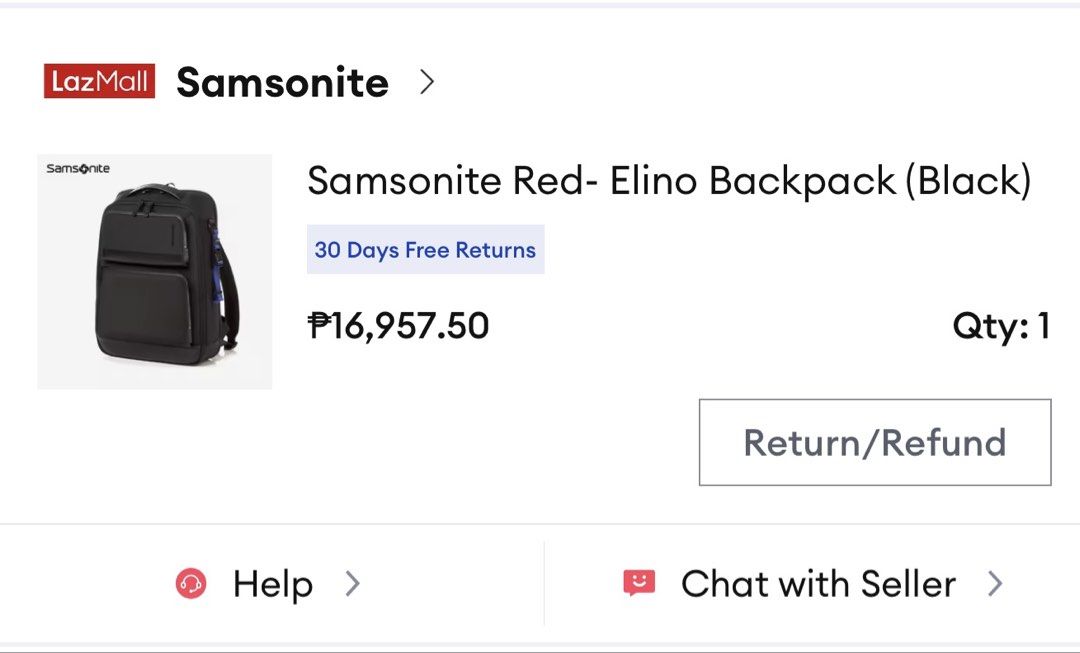 Samsonite Red Elino Backpack (Category: Laptop Bags & Sleeves) located in Taguig. Submitted by authenticniceseller (Listing ID 1456784817, Image 2). Description: With flaw at the top handle.