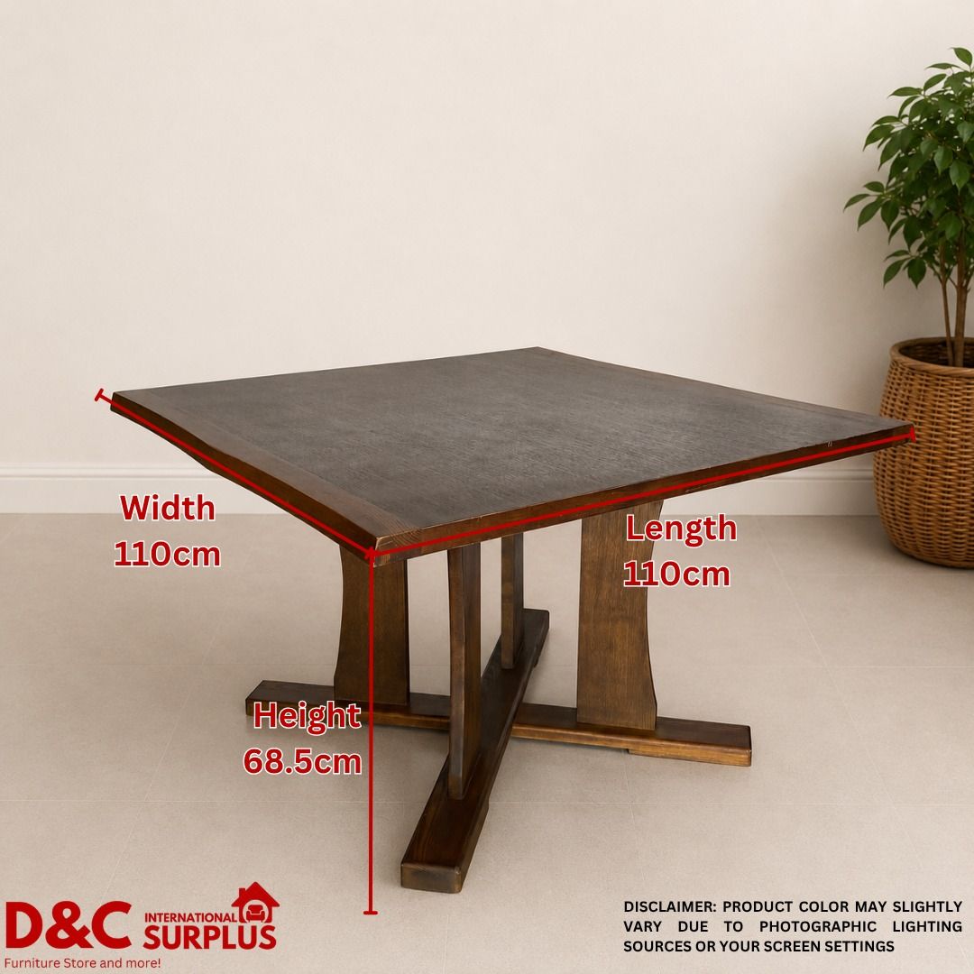 Solid Wood Dining Table Japan Surplus (Category: Tables & Sets) located in Caloocan City. Submitted by dcintsurplus (Listing ID 1456855053, Image 2). Description: Solid Wood Dining Table P4,900 📏 DIMENSIONS: • Length: 110 cm • Width: 110 cm • Height: 68.5 cm 📋 PRODUCT DETAILS: • Model: DT YAMATO 2 LD 110 • Solid Wood • Japan surplus item • Original product label & inspection seal intact ⚠️ Please note: This is a surplus/pre-owned item. Expect s