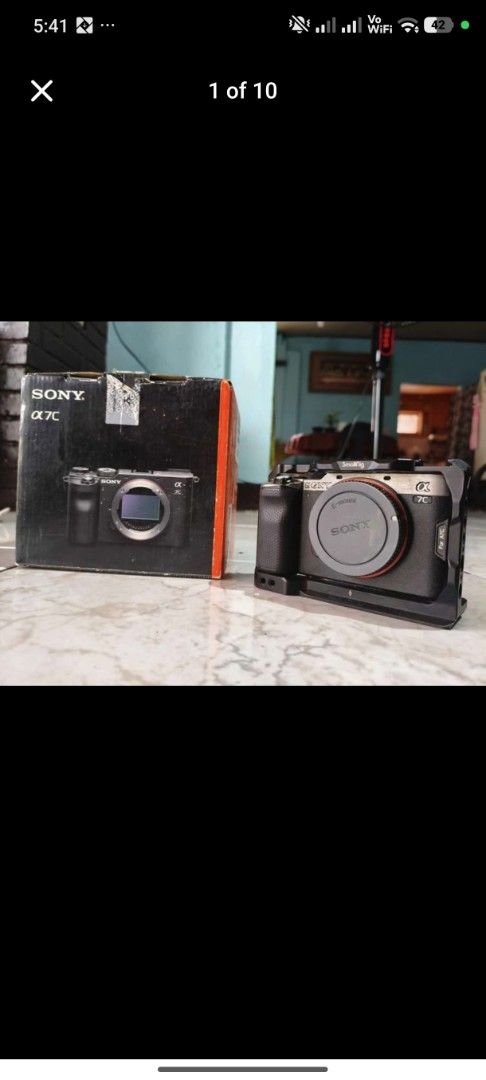 Sony Alpha a7C Mirrorless Camera with SmallRig Cage (Category: Cameras) located in Caloocan City. Submitted by ynigoyumol67529 (Listing ID 1456950650, Image 1). Description: **Sony A7C Body – Complete with Box & Accessories + Camera Cage** Selling my **Sony A7C** in excellent condition. The camera is well-maintained, fully functional, and produces outstanding photo and video quality. Perfect for photographers, content creators, and videographers 