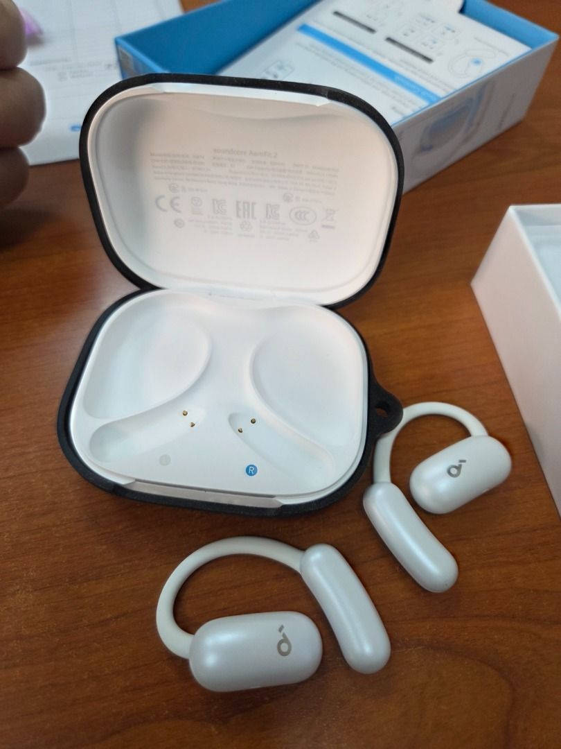 Soundcore AeroFit 2 Bluetooth Open Ear Earphones (Category: Earphones) located in Dumaguete. Submitted by oam_t (Listing ID 1456790587, Image 3). Description: Soundcore AeroFit 2 by Anker, Open-Ear Headphones, 4 Adjustable Positions for Every Ear Size, 2x Richer Bass, Hi-Res, 42H Playtime, IP55, AI Clear Calls, Wireless Charging, Translation Earbuds Real Time Condition: Used but in great working and physical condition including battery life. RFS: