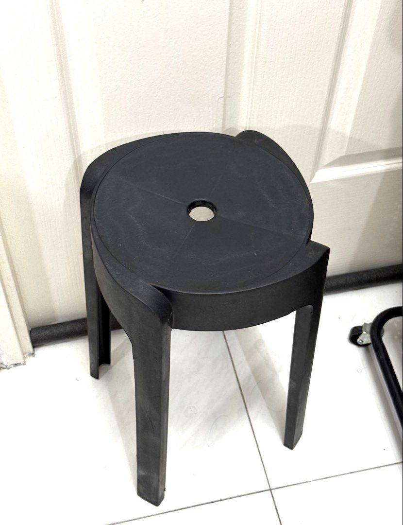 Stackable Black Plastic Stool (Category: Chairs) located in Singapore. Submitted by blackpinkkk (Listing ID 1456879790, Image 1). Description: Take and go at my block (sembawang) .
