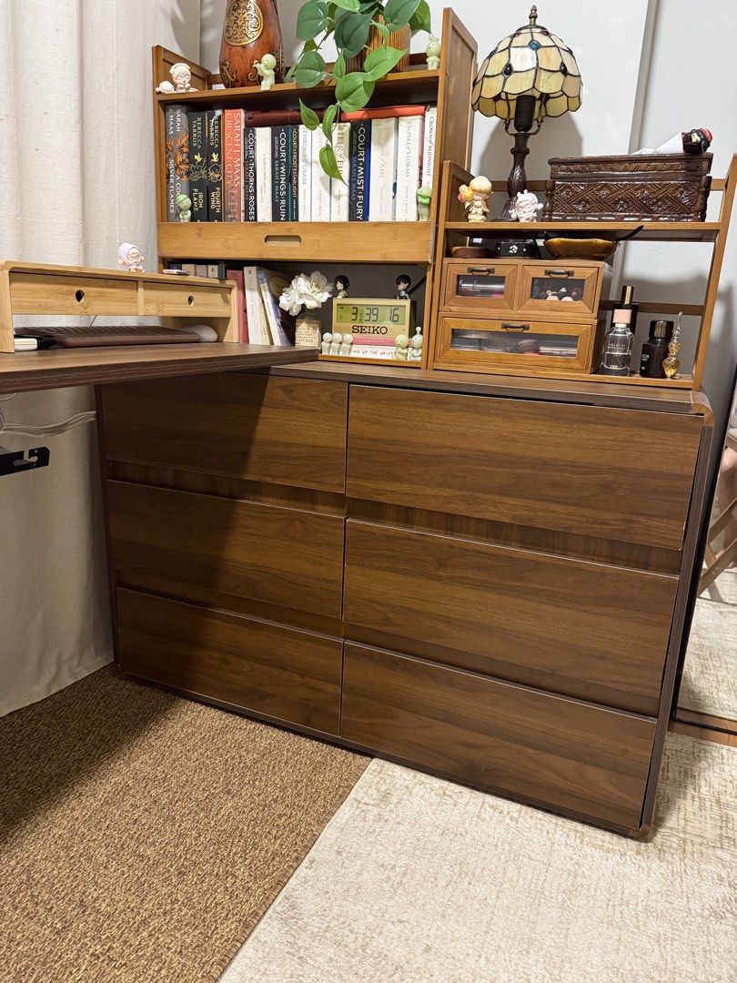 Study table (Category: Tables & Sets) located in Singapore. Submitted by ad0603 (Listing ID 1456787215, Image 2). Description: - Fast deal : $25 - If you want to dismantle it when collecting, you can but I would not suggest it as it’s quite complicated to piece back together. I do not have the manual with me anymore - I fixed it myself so the drawers are not the most aligned (they still work perfectly fine). If you really want to straighten it, y