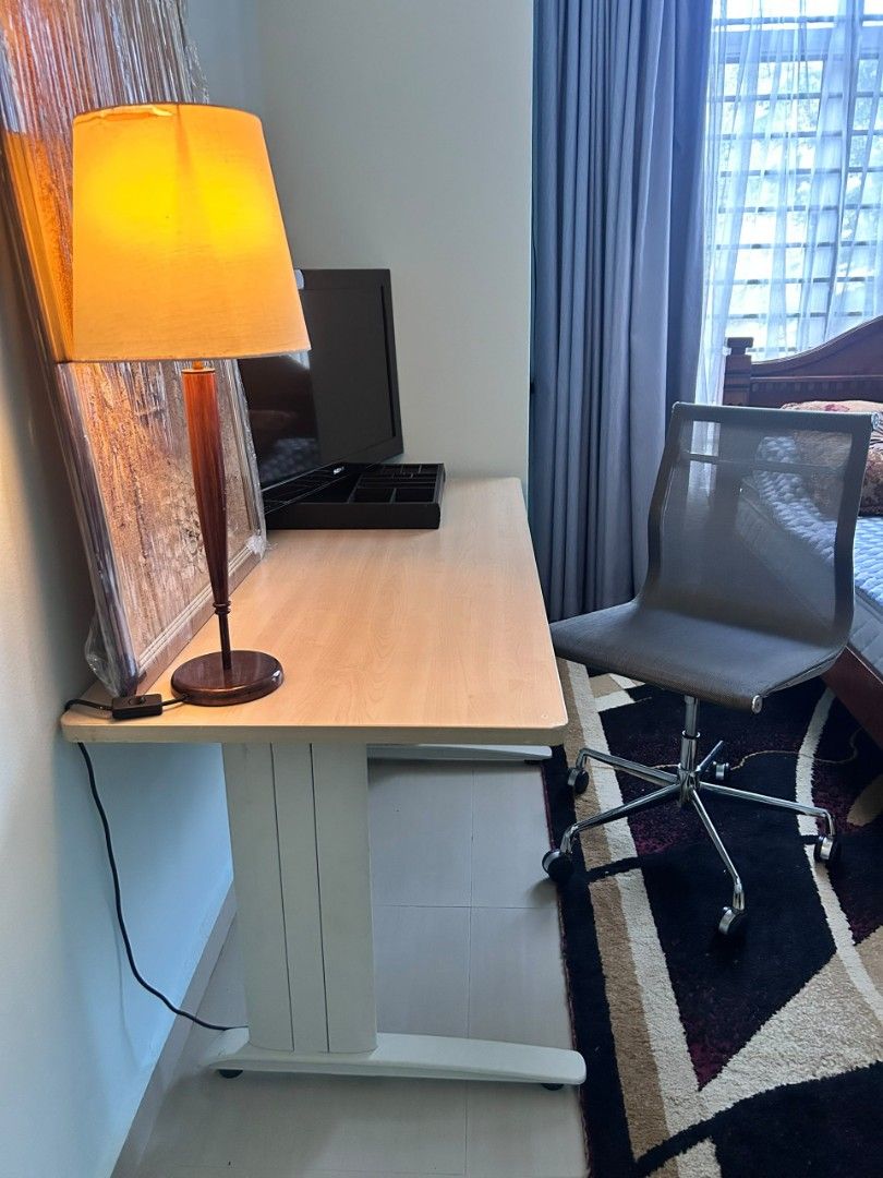 Sturdy Study Computer Desk (Category: Tables & Sets) located in Semenyih. Submitted by hotelnvintage (Listing ID 1456954239, Image 2). Description: - Sturdy Wood tabletop - Sturdy metal legs - Ideal for home office setups - Fits most spaces.
