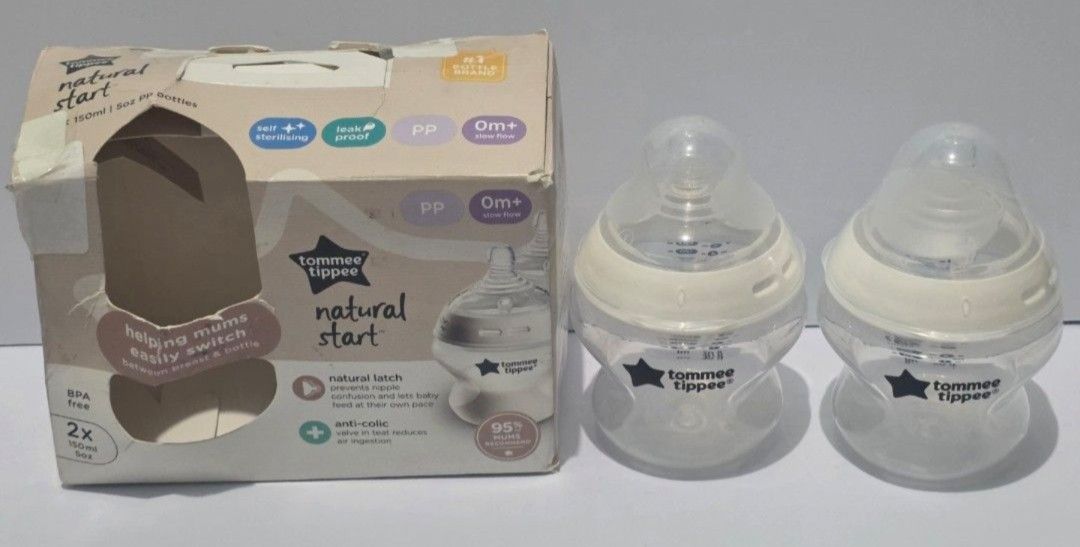 Tommee tippee natural start 150 ml bottles (twin pack) (Category: Breastfeeding & Bottle Feeding) located in Pasig City. Submitted by dolliesandpastels (Listing ID 1456945959, Image 1). Description: Tommee tippee natural start 150 ml bottles (twin pack) Brand new.