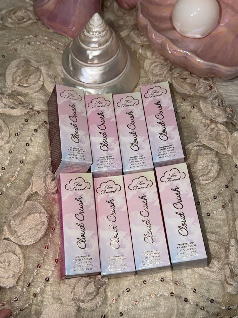Too Faced Cloud Crush Whipped Lip and Cheek (Category: Makeup) located in Quezon City. Submitted by rhai_decluttering (Listing ID 1456895234, Image 3). Description: - Brand: Too Faced - Product: Cloud Crush Whipped Lip & Cheek Color - Condition: New - Features: Buildable color for lips and cheeks, lightweight whipped formula - Packaging: Adorable cloud and heart design Take all: 8,000.