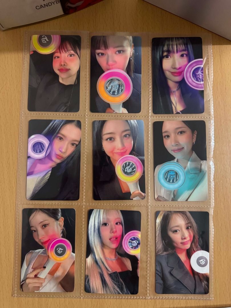 TWICE Candy Bong Infinity + Candy Bong Z (Official) + POBs (Category: K-Wave Merchandise) located in Makati City. Submitted by reggiearchive (Listing ID 1456951278, Image 2). Description: Selling my official TWICE lightsticks: ✅ TWICE Candy Bong Z ✅ TWICE Candy Bong Infinity ✅ Official POB photocard inclusions ✅ Complete Infinity POB set (9 members) ✅ Sana POB included ✅ Original boxes included ✅ Used only during TWICE concert ✅ Working and teste