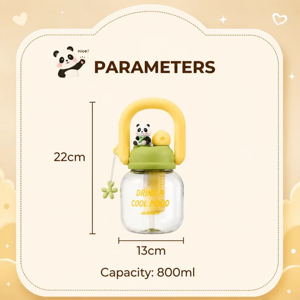 Water Bottle with Filter 800ml (Category: Water Bottles & Tumblers) located in Quezon City. Submitted by ana-chan (Listing ID 1456908188, Image 2). Description: Super cute 800ml panda water bottle with straw, filter, handle, and balloon dog charm. Perfect for kids and cute accessory lovers!.