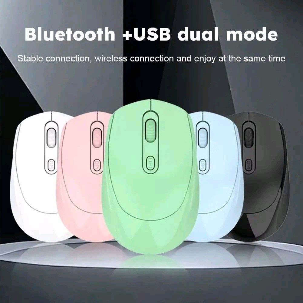 Wireless Mouse Bluetooth + USB Dual Mode Plug and Play (Category: Mouse & Mousepads) located in Manila. Submitted by marvieobordo (Listing ID 1456936221, Image 2). Description: - Wireless mouse with dual connectivity: Bluetooth or USB for a stable connection. - Plug and play: Super easy to set up and use. - Mute button: Enjoy quiet clicking without disturbing others. - Available in multiple colors: White, Pink, Green, Blue, and Black. - Ideal for
