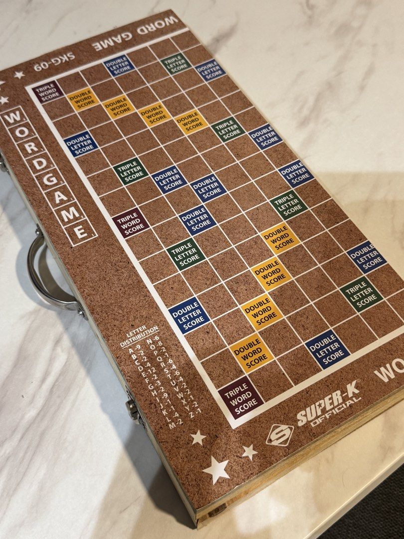 Word Game Board Game (UNUSED) (Category: Board Games & Puzzles) located in Manila. Submitted by calmgem24 (Listing ID 1456909384, Image 1). Description: - Classic word game set - Includes game board, letter tiles, and tile racks (still in a plastic bag) - Comes in a wooden case with a handle for easy storage and transport - Never been used. .