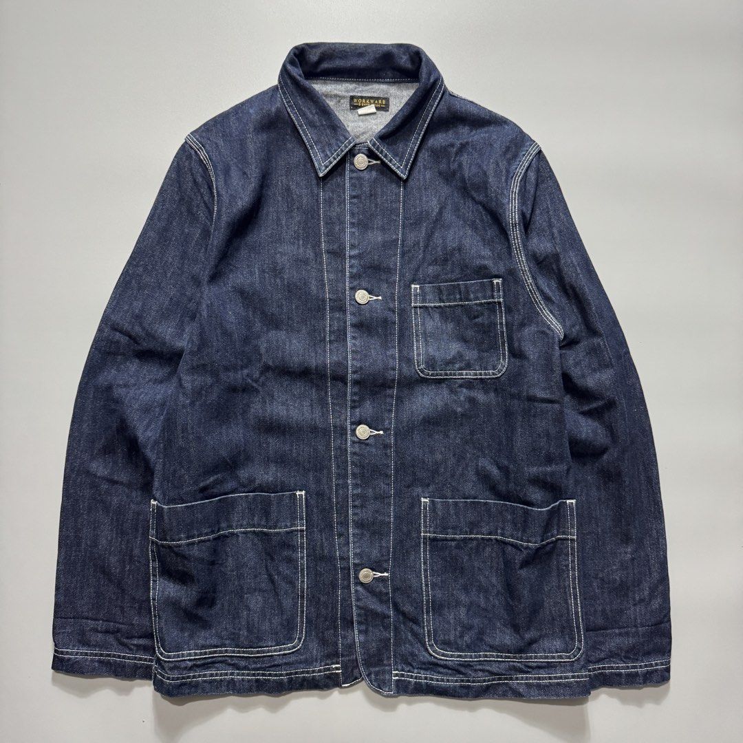 WORKWARE 3 DAYS UNION Denim Chore Jacket - Size Small (Category: Coats, Jackets and Outerwear) located in Santa Cruz. Submitted by eightvilla (Listing ID 1456936829, Image 1). Description: Workware 3Days Union Jacket Denim workwear jacket, classic utility style. Width – 19 Length – 27 .