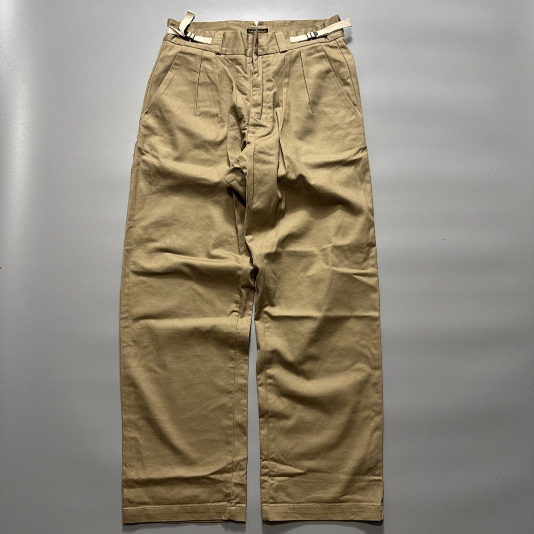 WORKWARE Khaki Double Pleated Trousers (Category: Trousers) located in Santa Cruz. Submitted by bigsteppa.tiger (Listing ID 1456936862, Image 1). Description: 3Days Workware Union Pants Workwear style, reproduction piece. Great condition Waist – 32 Length – 41.5 Hem – 9.5.