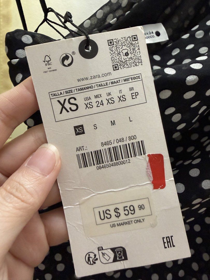 Zara asymmetrical polka top (Category: Blouses) located in Bacolod City. Submitted by prelovedbacolod (Listing ID 1456949018, Image 2). Description: Super nice top! Brand new with tag.