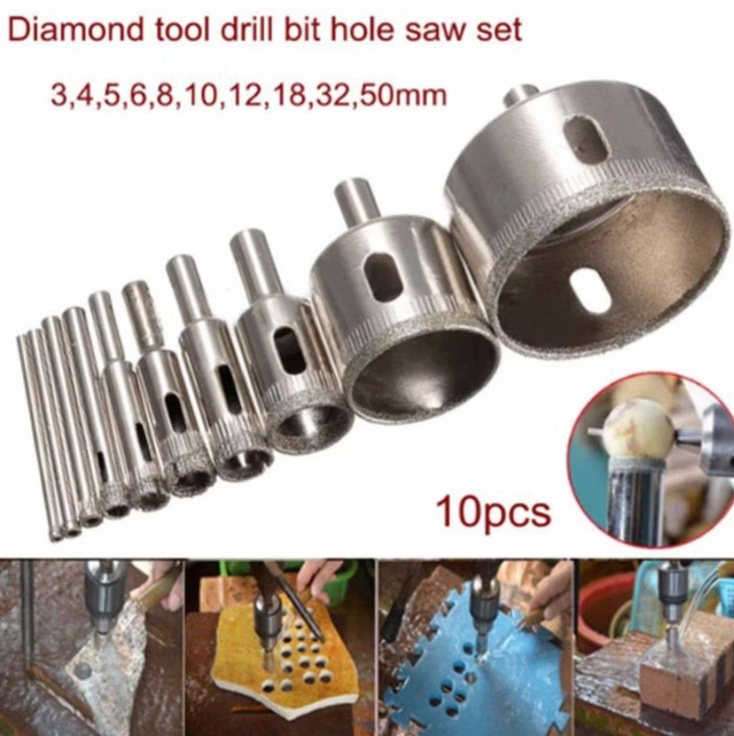 10Pcs Set Diamond HoleSaw (Category: Construction Tools & Equipment) located in Manila. Submitted by lotty_2489 (Listing ID 1456981002, Image 1). Description: Onhand Brandnew GoodQuality 3-50mm Sizes COD GcashPayment #09706504365 Charm.