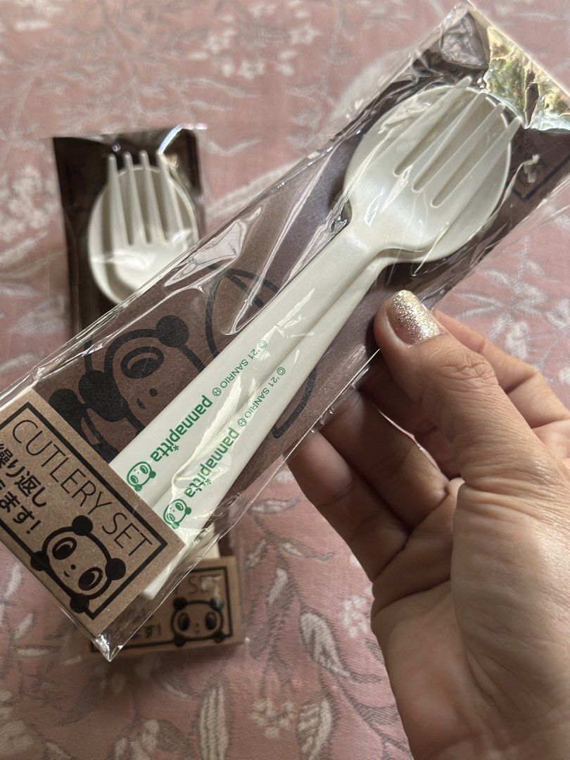 2sets Sanrio Pannapitta Reusable Cutlery Set (Category: Dinnerware & Cutlery) located in Davao. Submitted by favoritepreloved (Listing ID 1457031466, Image 2). Description: 💜 Fixed Price.