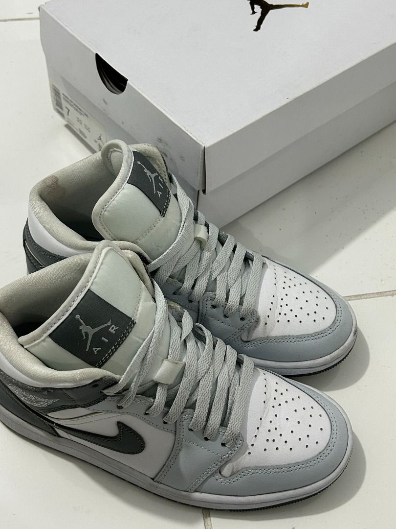 Air Jordan 1 Mid Pure platinum (Category: Sneakers) located in Quezon City. Submitted by ktmrn (Listing ID 1457135808, Image 3). Description: Authentic Air Jordan 1 Mid sneakers just needs cleaning but pair is very crisp decluttering Purchased both from Nike App singapore Orig price - 7095 Selling 2500 last price With box.