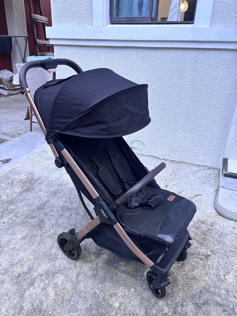 Akeeva stroller auto fold - Black with Rose Gold Frame (Category: Strollers) located in Dasmarinas. Submitted by elle0914 (Listing ID 1457056571, Image 2). Description: - Lightweight and easy to maneuver - wheel smoothness 100% - Compact fold for storage and travel - Adjustable canopy for sun protection - Secure 5-point harness - Convenient storage basket underneath - Stylish rose gold frame - Ideal for everyday use Bought it for 11,999.