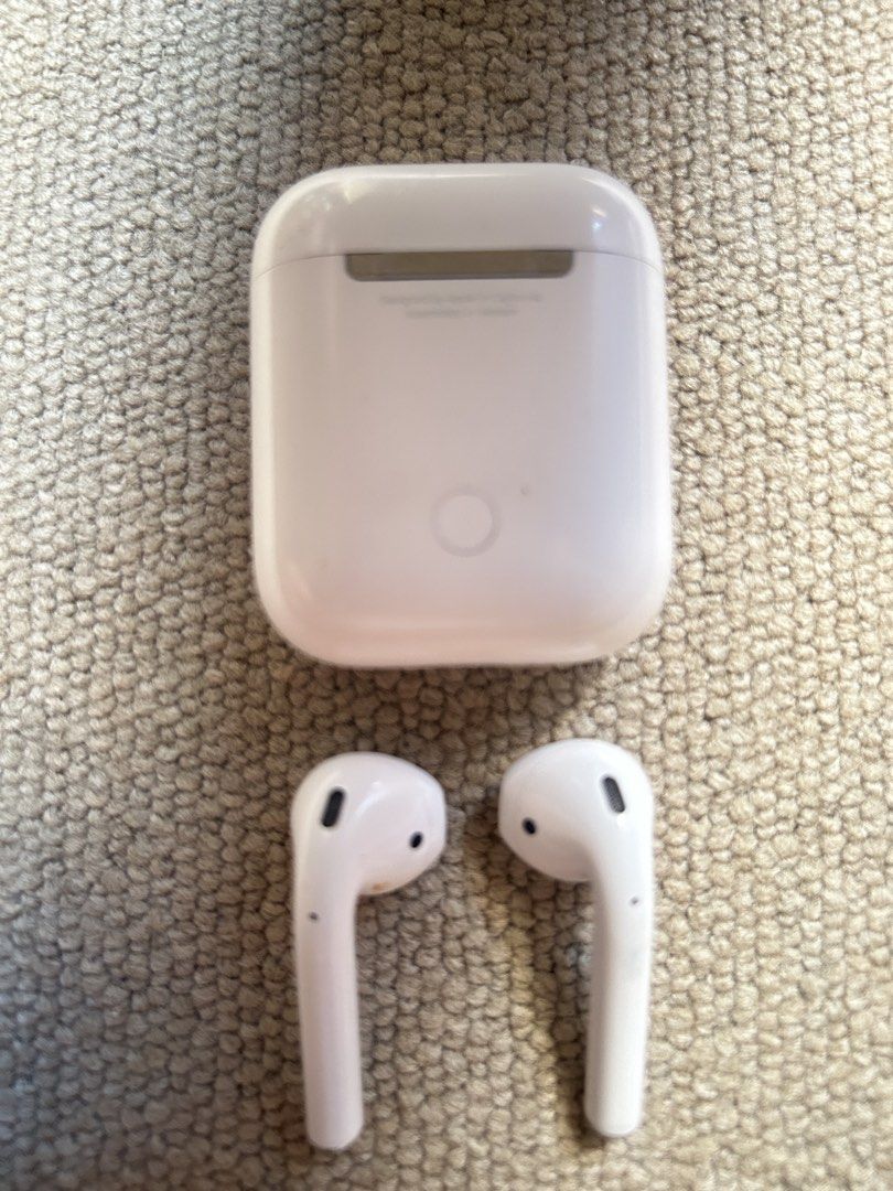 Apple AirPods (2nd Generation) with Charging Case (Category: Earphones) located in Muntinlupa City. Submitted by yellafella03501 (Listing ID 1456987708, Image 2). Description: - Apple AirPods 2nd Generation - Includes charging case - Excellent working condition - Case has minor cosmetic scuffs from normal use - Earbuds are clean - Ready for a new home!.
