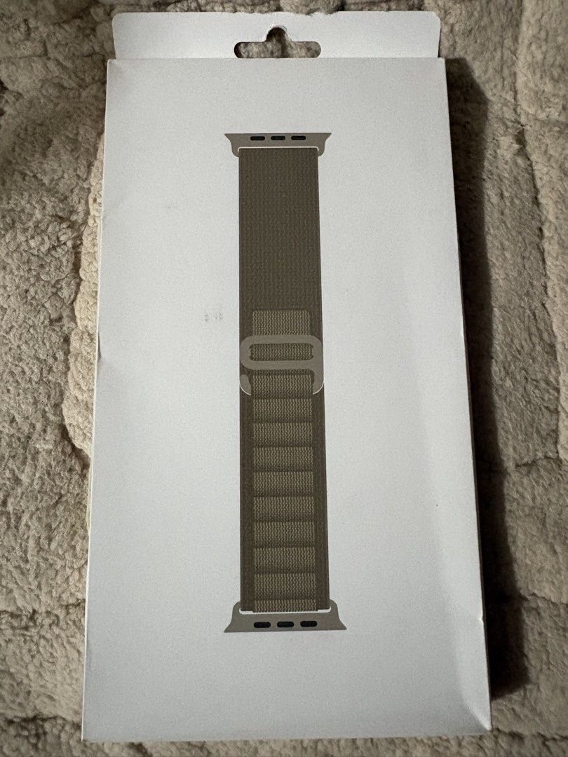 Apple Alpine Loop Watch Band (Category: Wearables & Smart Watches) located in Manila. Submitted by cherrychinita (Listing ID 1457074529, Image 1). Description: For Sale Brand new and sealed Apple Watch 49mm Olive Alpine Loop Available: - 1 Navy - Medium - Natural Titanium Finish - 1 Navy - Small - Natural Titanium Finish - 1 Dark Green - Small - Black Titanium Finish - 1 Olive - Small ₱1500.00 each (Original Price ₱5990.00) Purchased from Power M