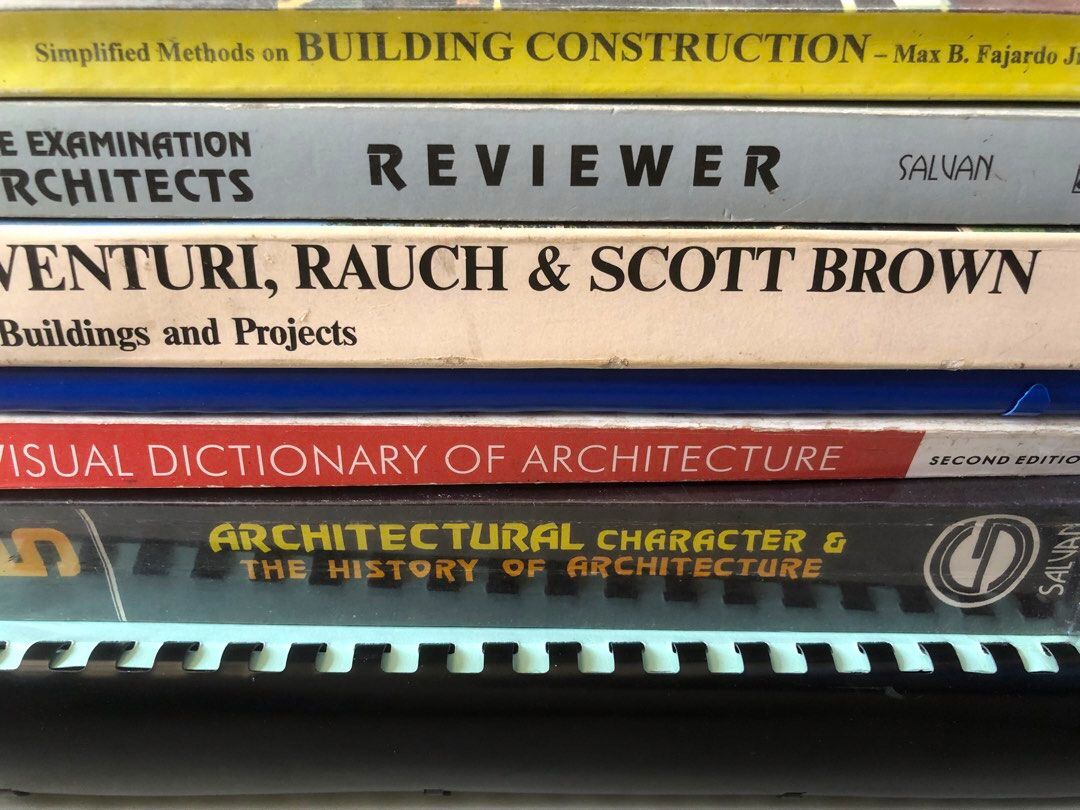 Architectural Books + LEA Reviewers (Category: Textbooks) located in Aroroy. Submitted by kiezera (Listing ID 1456976131, Image 1). Description: Books included are: •Max Fajardo - Building Construction •DK Ching - Visual Dictionsry •George Salvan -History of Architecture •Von Moos - Venturi and Scott Brown Projects • JPT Refresher/ Quizes & Structural Notes •George Salvan - LEA Reviewer Note: Items are packaged and cannot be bought separately. RF