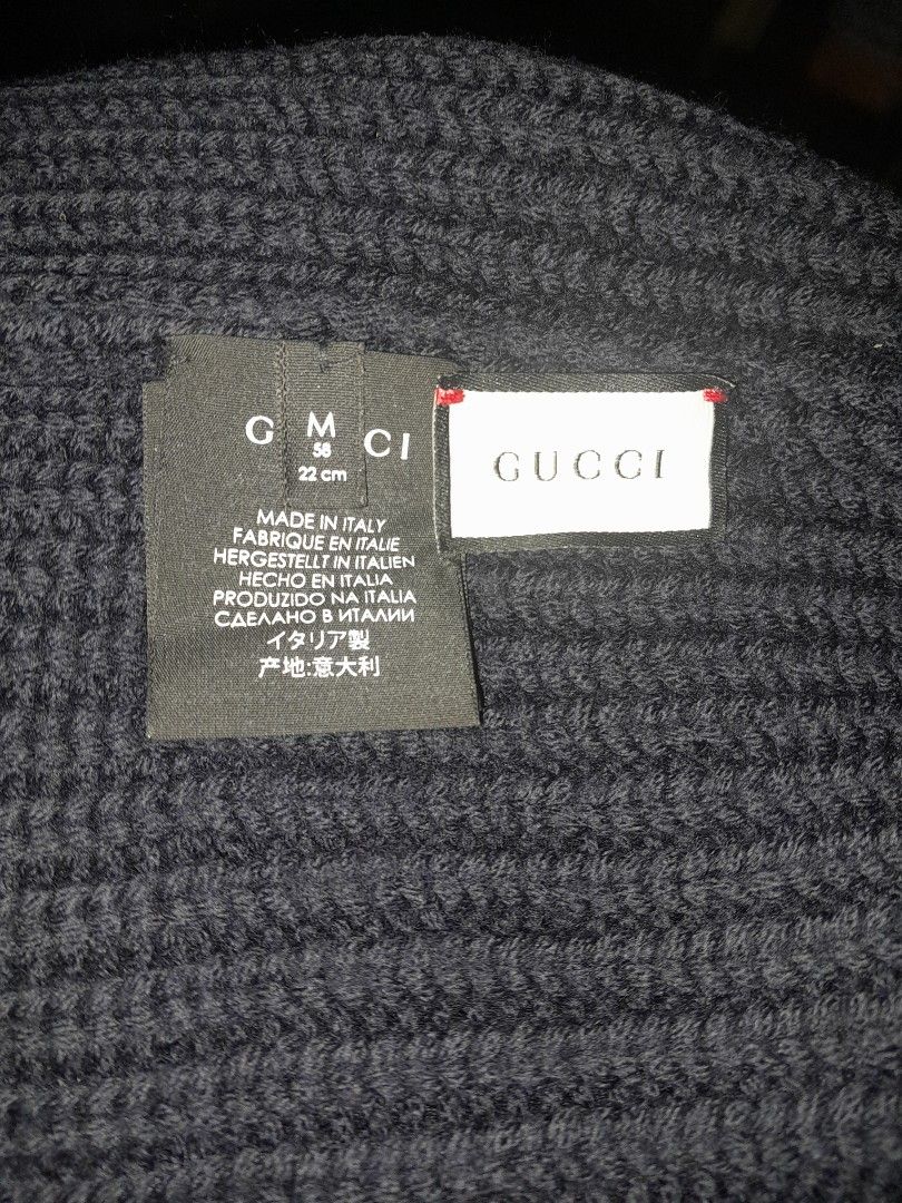 Authentic Gucci Beanie Hat (Category: Activewear) located in Manila. Submitted by dmnsnl_fits (Listing ID 1457109031, Image 3). Description: authentic Gucci Beanie Hat, no major flaws, just loose stitch on tag. need a light wash..