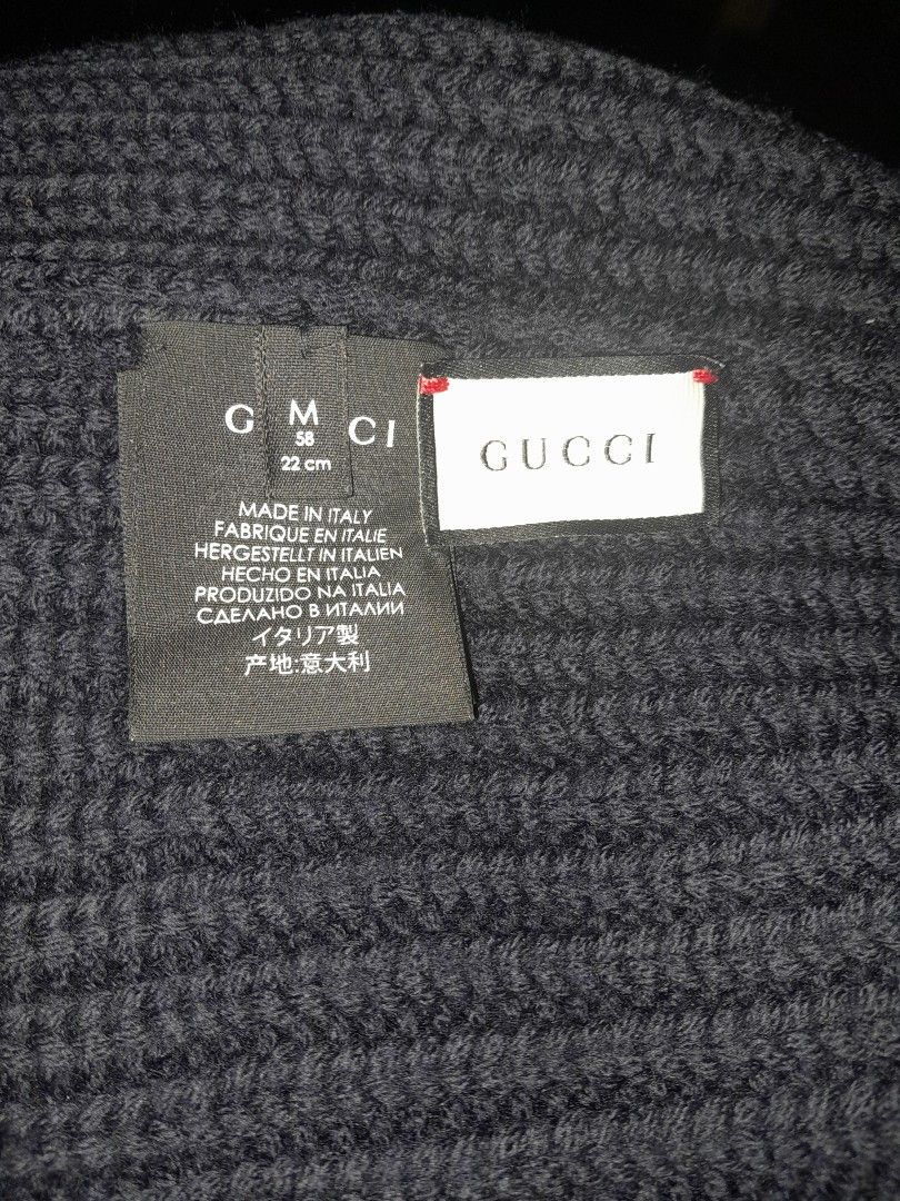Authentic Gucci Beanie Hat (Category: Activewear) located in Manila. Submitted by dmnsnl_fits (Listing ID 1457109031, Image 2). Description: authentic Gucci Beanie Hat, no major flaws, just loose stitch on tag. need a light wash..