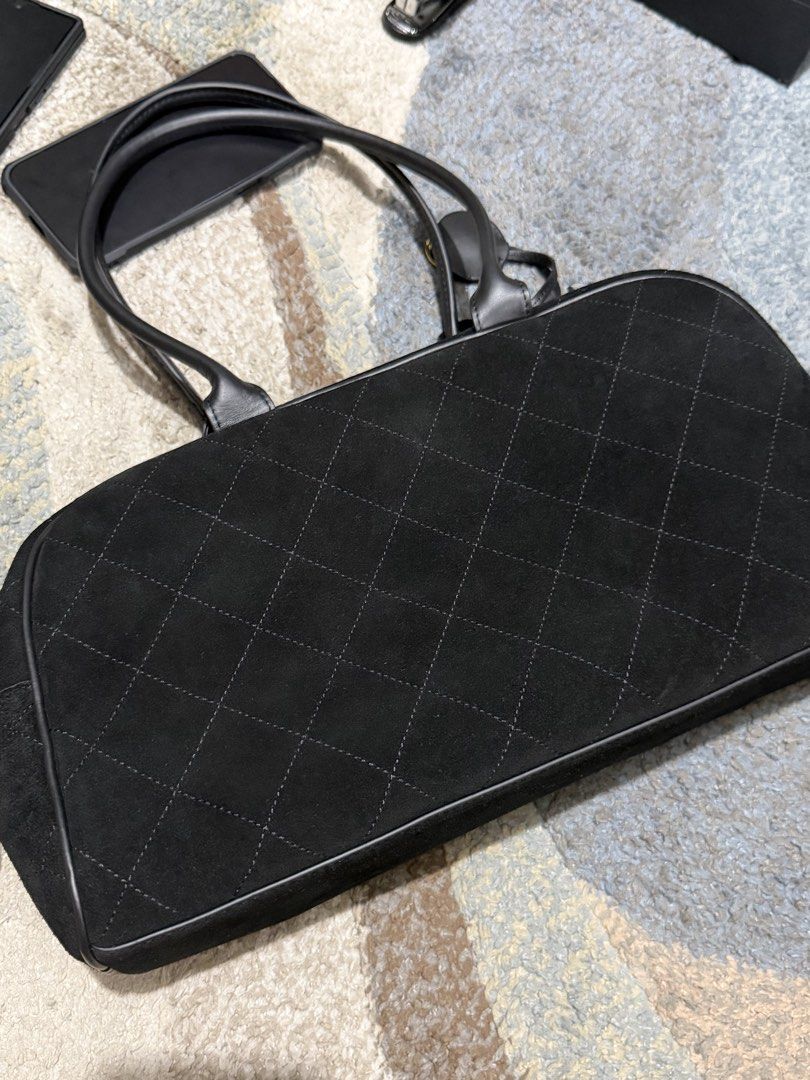 Authentic Rare Chanel large suede bowling bag (Category: Luxury Bags & Wallets) located in Pasig City. Submitted by balenciaga.couture (Listing ID 1457013164, Image 2). Description: with dustbag.