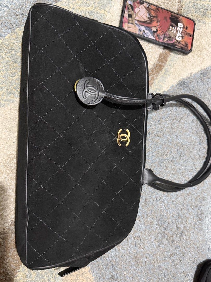 Authentic Rare Chanel large suede bowling bag (Category: Luxury Bags & Wallets) located in Pasig City. Submitted by balenciaga.couture (Listing ID 1457013164, Image 1). Description: with dustbag.