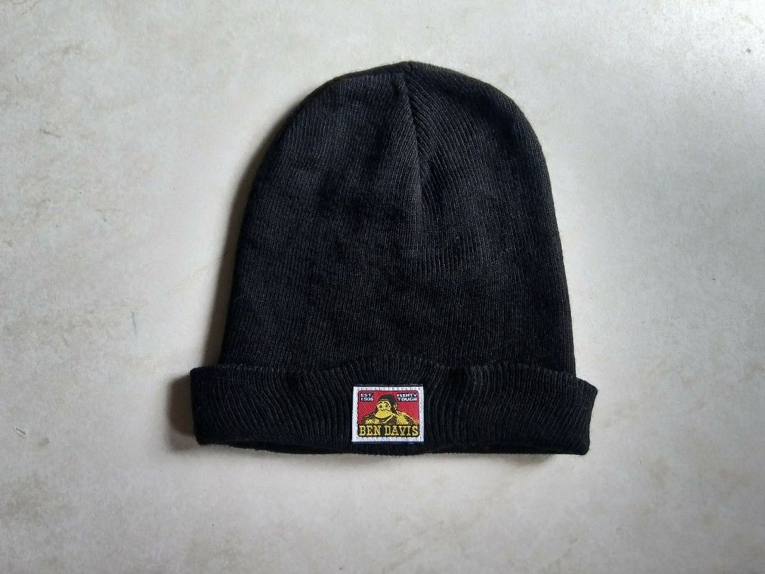 Ben Davis Black Acrylic Beanie USA Made (Category: Caps & Hats) located in Quezon City. Submitted by cruz_robert (Listing ID 1457020877, Image 1). Description: - Classic black beanie from Ben Davis - Made in USA - 100% acrylic material - Iconic Ben Davis logo patch on front - Simple, comfortable, and warm - Perfect for everyday wear.