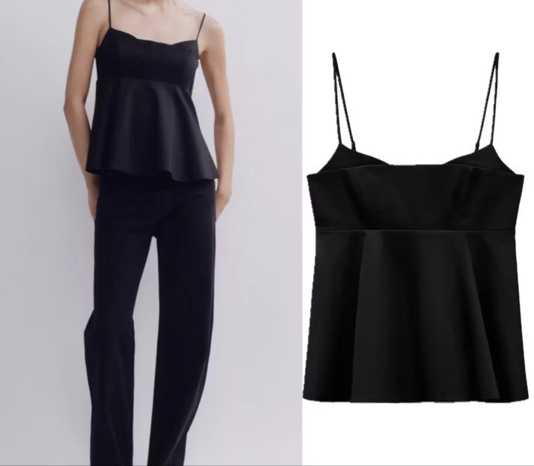 Black Peplum Style Sleeveless Top (Category: Sleeveless) located in San Juan City. Submitted by e_declutters2019 (Listing ID 1457116329, Image 1). Description: - size small.