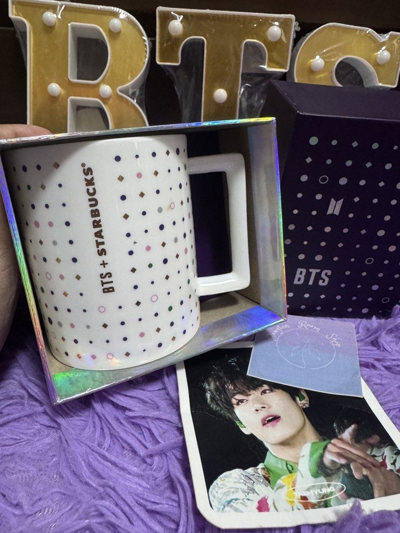 Bts x starbucks mug (Category: Coffee & Tea Tableware) located in Pasig City. Submitted by queenv18 (Listing ID 1456957821, Image 3). Description: Collectors edition Onhand items in PH ready to ship merch are directly shipped from korea / taiwan / japan / us 101% legit Brandnew Plus sf.