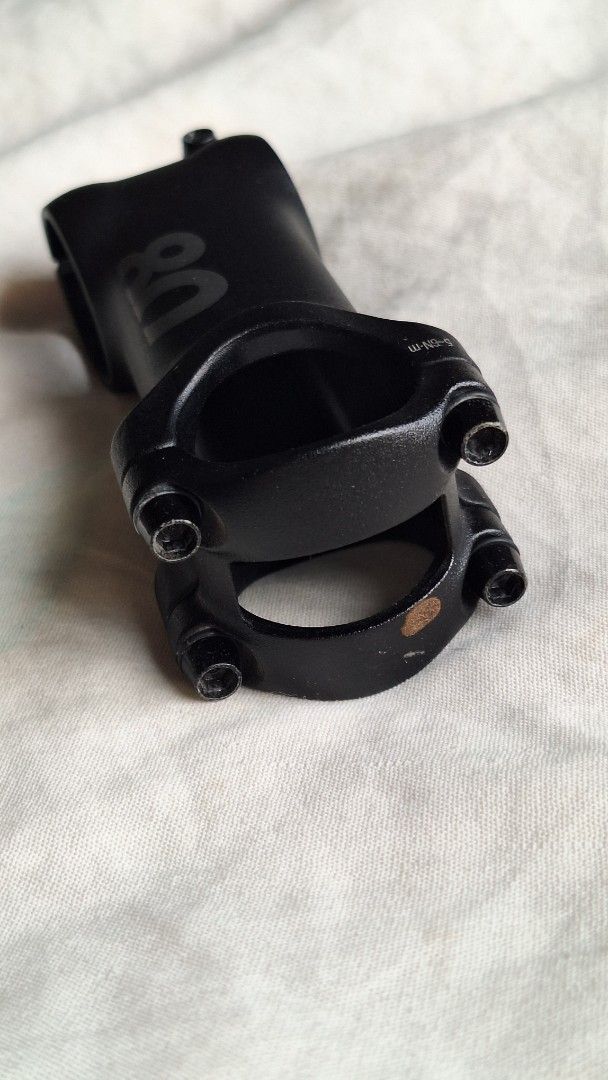 Btwin 80mm Bicycle Stem (Decathlon) (Category: Bicycles) located in Marikina City. Submitted by thesecondroomph (Listing ID 1456983932, Image 3). Description: - B'Twin Bicycle Stem - Color: Black - Material: Aluminum - Length: 80mm - Condition: Used, with minor rust (see photo) - Ideal for: New bike builds or upgrades - Sold as is.