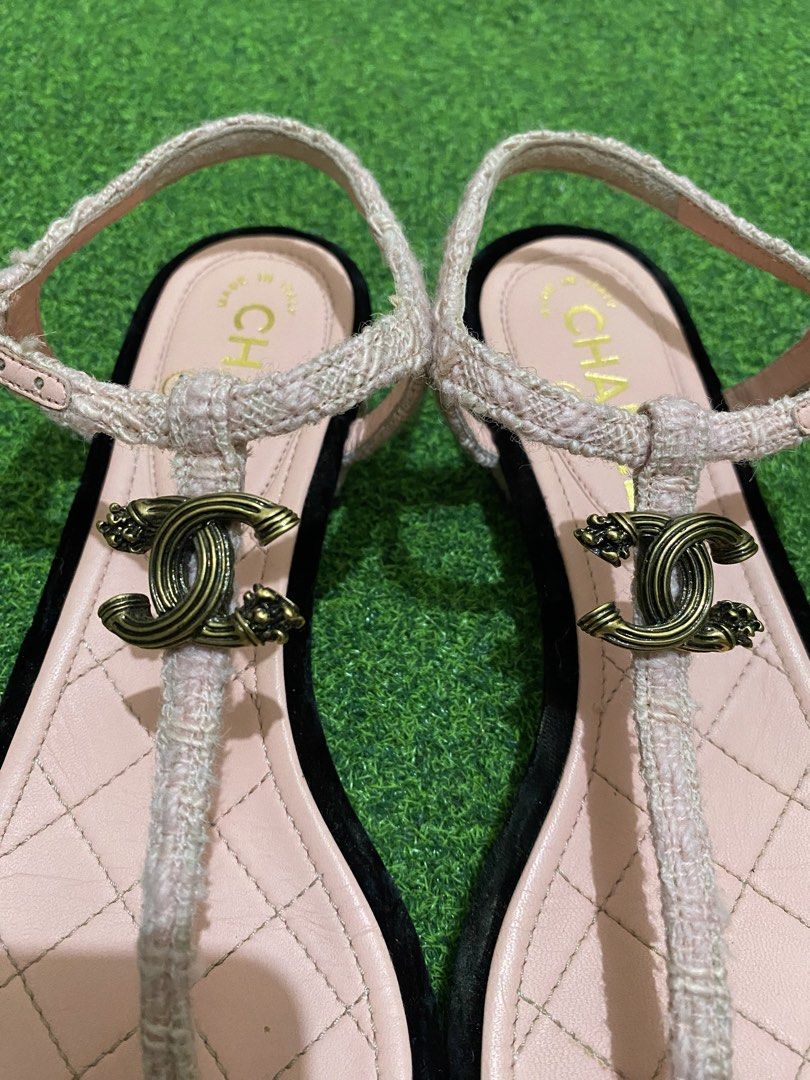 Chanel tweed flat sandals (Category: Sneakers & Footwear) located in Manila. Submitted by victory_1816 (Listing ID 1456985927, Image 2). Description: Elegant Chanel tweed slingback sandals featuring the iconic CC metal logo on the front. Beautiful and well-maintained, with normal signs of use. • Authentic • No damage or major flaws • Excellent pre-loved condition • Comfortable flat slingback style • Classic, timeless Chanel piece Ready to wear..