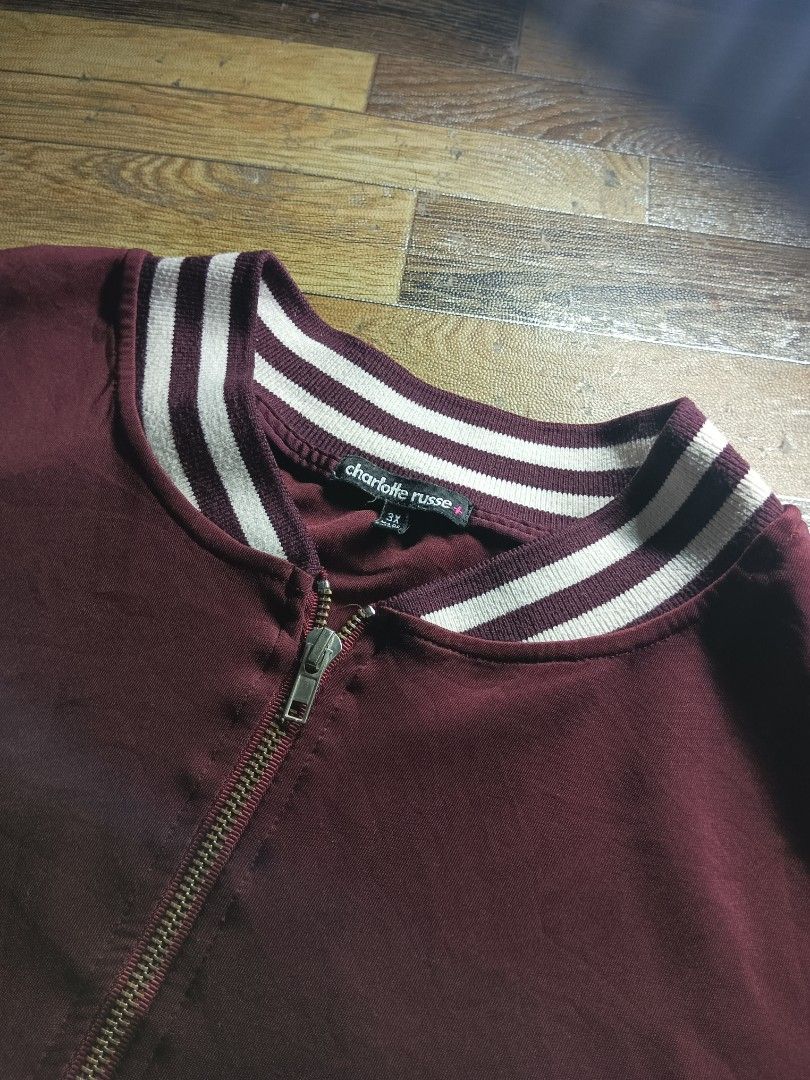 Charlotte Russe Varsity Bomber Jacket. (Category: Activewear) located in Manila. Submitted by koko.franz (Listing ID 1457049737, Image 2). Description: ‎Charlotte Russe Varsity Bomber Jacket. ‎Price - 350 php ‎Size ‎L - 24.5 inches ‎W - 22 inches ‎ ‎Pm for more details!💌 ‎Open for J&T and Lalamove Delivery!🚛💗 ‎Price+sf!💌 ‎ ‎MOP: Gcash ‎ ‎.