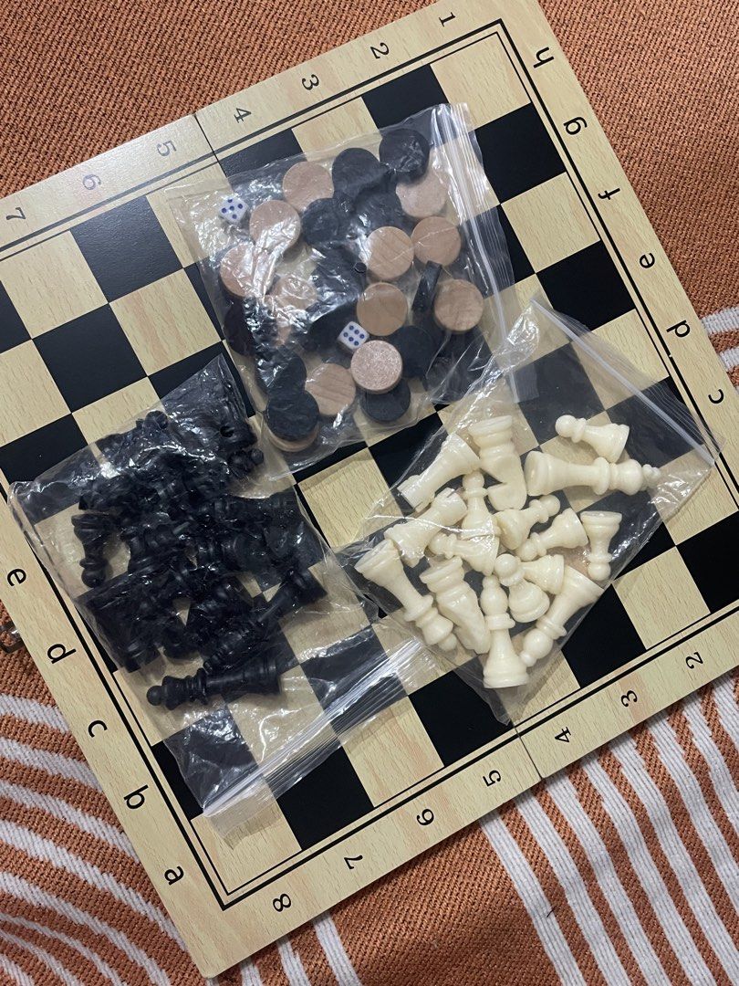 Chess Backgammon Checkers Board Game Set (Category: Board Games & Puzzles) located in Pasig City. Submitted by fybee (Listing ID 1457017177, Image 3). Description: 3-1 board game Size: 29cm x 29cm - backgammon - checkers - chess with box bought from orange app rfs: decluttering payment first no refund 180 + sf.