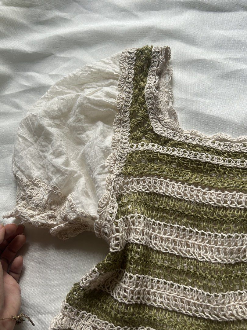 Crochet puff sleeves (Category: Shirts) located in Dumaguete. Submitted by hellograbs (Listing ID 1457035509, Image 2). Description: This is soooo nice, perfect for the summer. Pairs well with white linen pants. Fits S-M.