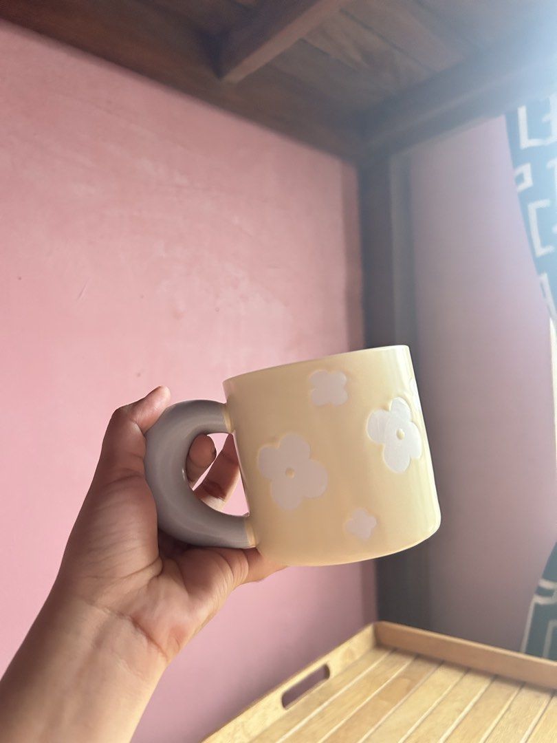 Cute Ceramic Mugs with Fun Designs and Unique Handles (Category: Coffee & Tea Tableware) located in Manila. Submitted by mayah99 (Listing ID 1457072805, Image 1). Description: Prices✨ Mug 1 - 220 2 - 220 3 - 220 4 - 220 5 - 220 6 - 120 7 - 220 8 - 200 9 - 120 10 - 200 - Set of cute ceramic mugs - Unique designs: floral patterns & fun bear faces - Positive messages like 'HAVE A NICE DAY!!' - Distinct handles: chunky and rounded options - Ideal for