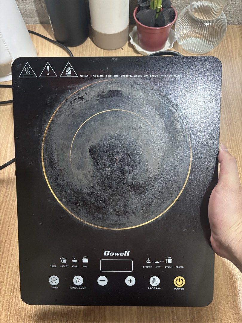 Dowell Induction cooker (Category: Cookers) located in Taguig. Submitted by chardddddd (Listing ID 1457013420, Image 1). Description: PRODUCT DETAILS: Touch Sensitive Control 8-Level Adjustable Temperature 8-Level Power Setting 6 Cooking Programs (Soup, Hotpot, Boil, Stir, Fry, Steam, Fry) Timer Setting Child Lock Function 4-Digit Display Energy Consumption Display Thermal Fuse Protected Auto Shut-Off Function With Free 1 Stainless Pot 1500 watts