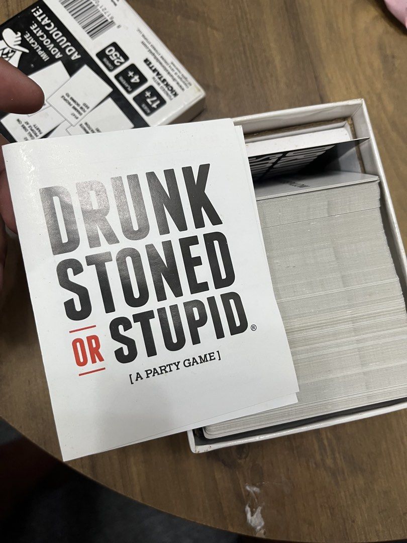 Drunk Stoned or Stupid Party Game (Category: Nintendo) located in Paranaque City. Submitted by rowell.nono (Listing ID 1457027170, Image 2). Description: - Drunk Stoned or Stupid party game - Great for game nights with friends - Includes cards and instructions - Fun for adults.